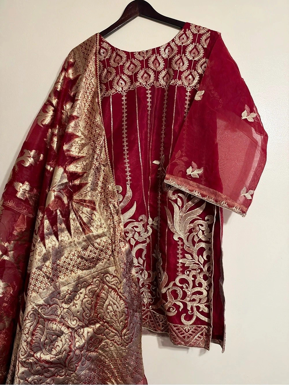Embroidered Red & Gold Traditional Outfit